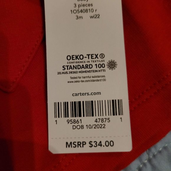 Extra Sweet! Carter's Baby 3-Piece Set-Red Jumper Pink Shirt White Tights 3M - Picture 10 of 14